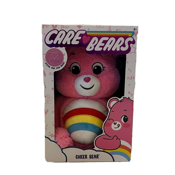 Care Bears Plush Pink Cheer Bear 14 Inch Rainbow Huggable Stuffed Animal Toy NEW - Picture 1 of 5